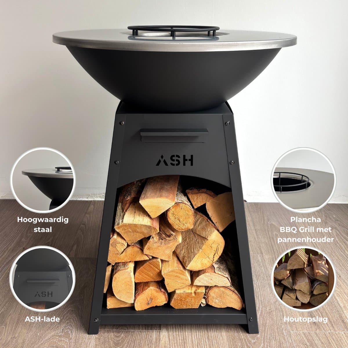 ASH Nova - Large - 3-in-1 Plancha BBQ met grillring - Buitenkoken - Plancha BBQ - Plancha Bakken - Zwart - Grillring — afbeelding 1