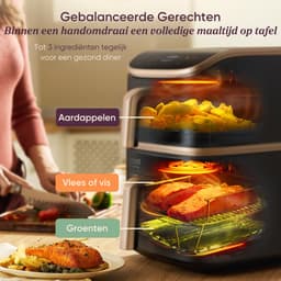 Cosori TurboTower Pro – Dubbele Airfryer XXL – 10.8L – Keramische Coating – 2 Manden Apart Instelbaar – 7 Programma’s — thumbnail 13