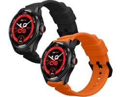kwmobile 2x horlogebandjes geschikt voor Ticwatch Pro 5 Enduro / Pro 5 / Atlas / iTouch Air 3 bandje - Smartwatch bandjes van TPU - Activity tracker horloge band in zwart / oranje
