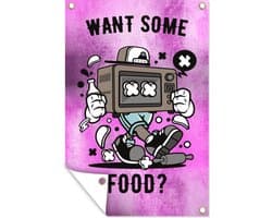 Tuindecoratie Televisie - Paars - Vintage - 40x60 cm - Tuinposter - Tuindoek