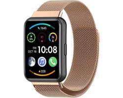 Milanees Smartwatch bandje - Geschikt voor Huawei Watch Fit 2 Milanese band - rosé goud - Strap-it Horlogeband / Polsband / Armband