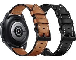 YONO Lederen Bandjes 20mm - geschikt voor Samsung Galaxy Watch 7/6/5/Classic - Garmin Vivoactive 6/5 - Huawei Smartwatch - Set Leer