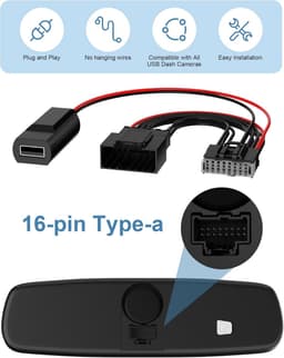 VASTHOME Dashcam Power Adapter (16 Pin Type A) for Ford Vehicles, Compatible with Bronco, Explorer, F150, F250, Mustang, Edge, Fiesta, Expedition, F350 and Flex. Dash Cam Power Adapter 16 Pin — thumbnail 5