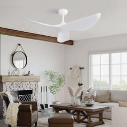Re-purelife® Koel Zomer Collectie plafondventilator met licht voor slaapkamer, eetkamer of middelgrote woonkamer | ventilator met ABS | afstandsbediening, 6 snelheden en winterstand | 18W LED | rustige moderne uitstraling wit 96 × 96 × 27 cm — thumbnail 5