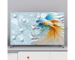 TV Stofhoes - Afdekking Televisie - Scherm Beschermen - Wasbaar Zacht Materiaal - 55 Inch - Botanische Kunst