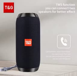 Bluetooth Speaker Draadloos T&G TG117 Waterproof / IPX5 Waterdicht – 10W Stereo – Bluetooth 5.3 – 1200mAh – TF/USB/AUX – FM Radio – Draagbare Speaker – Blauw — thumbnail 5
