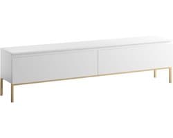 TV Meubel - TV Kast Dressoir - Woonkamer Organiseren - Gouden Metalen Poten - 175 cm - Wit