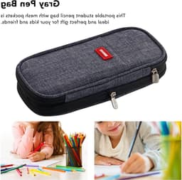 Grote Etui met Hoge Capaciteit van Canvas, Met Rits en Vakken voor School en Kantoor Benodigdheden — thumbnail 2
