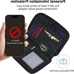 RFID Paspoort Houder voor Dames en Heren, Reishouder met Meerdere Compartimenten voor Documenten, ID, Kaarten en Sleutels, Zwart — thumbnail 2