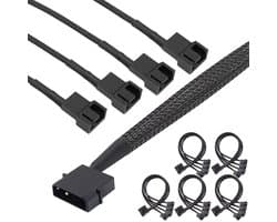 Set van 5 Molex 4 Pin naar PC Adapterkabels, 4-Pin Molex Stekker naar 4 x 3-Pool voor PC en Ventilator Verbindingen