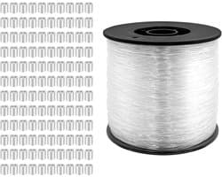 Transparant Nylon Draad 0.8 mm x 200 m met 120 Aluminium Klemmen voor Vissen en Creatieve Projecten