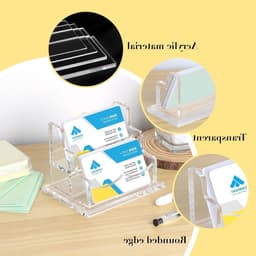 Transparante acryl visitekaarthouder met 2 vakken voor bureau, receptie en tentoonstellingen — thumbnail 2