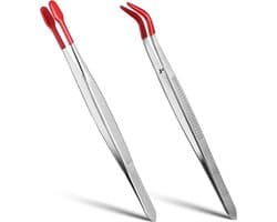 Set van 2 Rubber Tip Pincetten - Zachte Tipped Pincetten voor Munten, Sieraden en Hobbyprojecten, Ideaal voor Elektronische Toepassingen