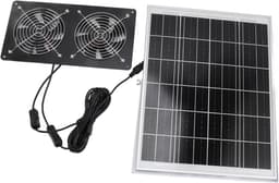 Zonne Ventilator Kit - Dubbele Fan - Buitenruimte Ventileren - IP65 Waterdicht Paneel - 30W - Zwart — thumbnail 1