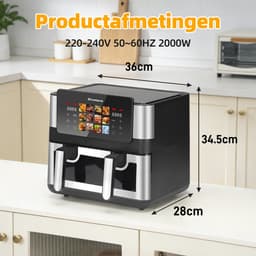 Sinaopus XXL Airfryer 9L 905A – Met Dubbele Mand – 12 Kookprogramma’s – Onafhankelijke Snelle Opwarming – Geschikt voor Gezinnen – Kijkvenster – Eenvoudig te Reinigen – Capaciteit voor 4 tot 5 Personen — thumbnail 5