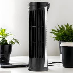 Torenventilator - Stille ventilator - Persoonlijke verkoeling - Vleugelloos ontwerp - 27 cm hoog - Zwart — thumbnail 2