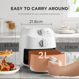 Heteluchtfriteuse - Airfryer - Gezond Frituren - Compact Formaat - 2 Liter - Wit — thumbnail 4