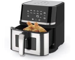 Digitale Airfryer XXL 8 Liter met Kijkvenster - PFAS-vrij - Touchscreen - Zwart