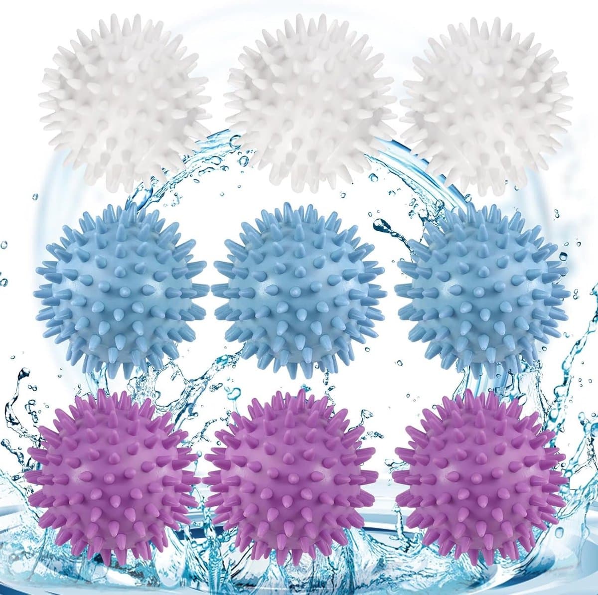 9 Stuks Droogballen voor Wasmachine, Herbruikbare Antistatische Ballen, Verminder Kreukels en Verbeter Kledingreiniging (Blauw, Wit) — afbeelding 1