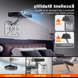 Verstelbare projectorstandaard met 360° rotatie, wandmontage en tafelhouder voor thuisbioscoop en kantoorgebruik — thumbnail 2