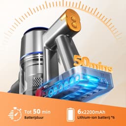 Authmic Steelstofzuiger Draadloos - 35.000Pa Zuigkracht - 6-in-1 Multifunctioneel Ontwerp - 6*2200mAh - 50 Min - GreenEye Technologie - Wandbeugel - Geschikt voor Huisdierharen, Tapijt en Harde Vloeren - Blauw — thumbnail 5