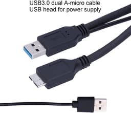 Voedingskabel Harde Schijf - Y-Type Kabel Data - Externe Schijf Koppelen - Dubbele Stroom en Data - 0.5 meter - Zwart — thumbnail 2