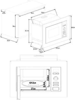 Inbouw Magnetron Grill - Oven Combimagnetron - Snel Eten Opwarmen - Met Grillfunctie - 20 Liter - Zilver — thumbnail 3