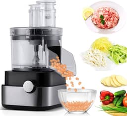 Elektrische Groentesnijder - Keukenmachine Groenten - Snel Groenten Snijden - 5-in-1 Multifunctioneel - 5000 ml kom - Zilver — thumbnail 1