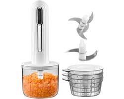 Elektrische Keukenhakker - Groentemaler Mini Hakker - Maaltijden Voorbereiden - Draadloos USB-Oplaadbaar - 400 ml Kom - Wit
