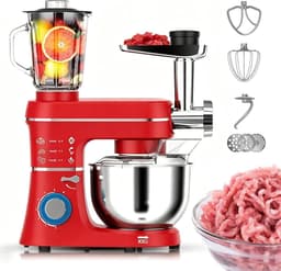 Keukenmixer - Mixer Deegmixer - Thuisbakken - 5-in-1 Multifunctioneel - 10 liter kom - Rood — thumbnail 1