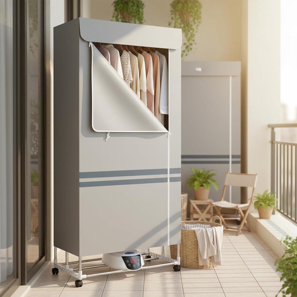 Verwarmd Kledingrek - Elektrische Droger - Binnen Kleding Drogen - Opvouwbaar Met Hoes - Tot 20 kg - Wit — afbeelding 1