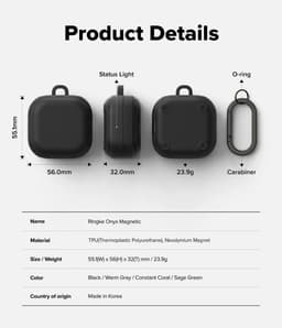 Ringke Hoesje Geschikt voor Samsung Galaxy Buds 4 / 4 pro - Onyx Magnetic Cover - TPU Case Zwart — thumbnail 3