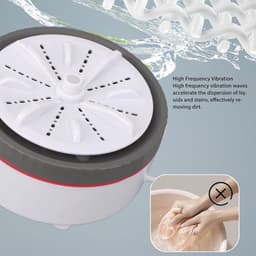 Draagbare mini turbo wasmachine in grijs met timer en verstelbare instellingen, USB-aangedreven voor het snel en eenvoudig wassen van kleine kledingstukken — thumbnail 3