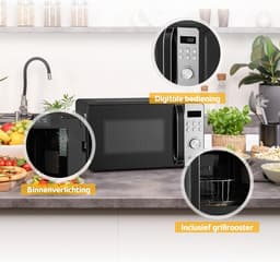 Digitale Magnetron - Combi Magnetron - Snel Eten Bereiden - Met Grillfunctie - 20 Liter - Zwart — thumbnail 5