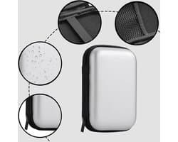 Duurzame Beschermende Tas voor Externe SSD's en HDD's, Reisopslag met 2 Binnenvakken, Geschikt voor 2.5 Inch Schijven, Zilver