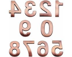 Moderne 3D zelfklevende huisnummers voor brievenbussen en deurbordjes, adresstickers voor woning, appartement en kantoor, 0-9 (Brons)