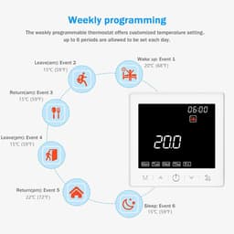 Slimme thermostaat - Verwarming regelaar - Energie besparen - App en stembediening - 35 inch LCD - Wit — thumbnail 4