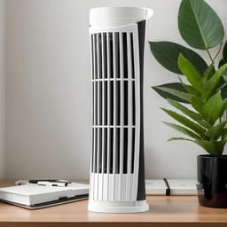 Torenventilator - Bladloze koeler - Stille luchtcirculatie - Geïntegreerd nachtlampje - 26 cm hoog - Wit — thumbnail 3