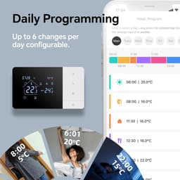 Slimme Thermostaat WiFi – Batterijgevoed – 2-Draads – Programmeerbaar – Tuya/Smart Life – 2.4GHz – 3A — thumbnail 3