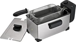 Oliefriteuse - Kleine friteuse - Lekker Frituren - Instelbare Temperatuur - 3 Liter - Zilverkleurig — thumbnail 1