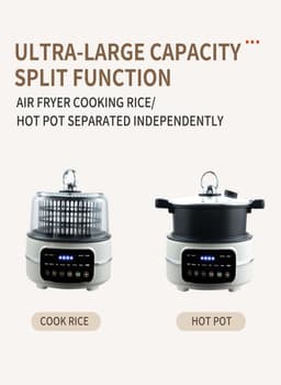 Heteluchtfriteuse - Multicooker - Gezond Koken - 5L Capaciteit - 80-200°C - Wit — thumbnail 2