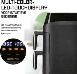 Verticale Heteluchtfriteuse - Airfryer Dubbele Kamer - Gezond Koken - Twee Gerechten Tegelijk - 5 Liter - Zwart — thumbnail 5