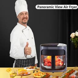 Luchtfriteuse, multifunctionele elektrische friteuse, 6l olievrije luchtfriteuse, visuele luchtfriteuse in de thuisglas, LED-display, temperatuuraanpassing met 7 voorinstellingen, panoramisch — thumbnail 3
