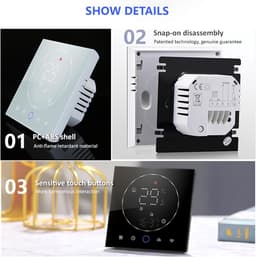 Slimme Thermostaat - Programmeerbare Regelaar - Energie Besparen - Nauwkeurigheid ±1℃ - AC 95-240V - Wit — thumbnail 3