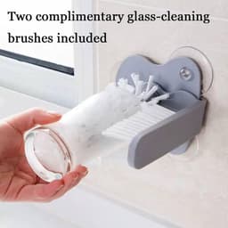 Automatische Glas Rinser - Hoge druk bekerwasser - Snel glazen reinigen - Roestvrij staal constructie - Inclusief borstels - Zilverkleurig — thumbnail 4