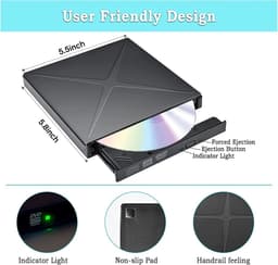 Externe DVD Speler - Optische Drive - Bestanden Archiveren - Met SD TF Kaartlezer - USB 3.0 - Zwart — thumbnail 5