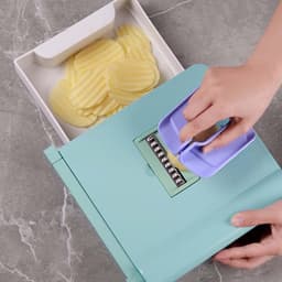 Keuken Voedsel Snijmachine - Groente Versnipperaar - Maaltijd Voorbereiding - 6-in-1 Roestvrijstaal - 24.5 cm Lengte - Lichtgroen — thumbnail 3