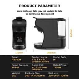 Koffiemachine – 4-in-1 Capsulecompatibel – 19 Bar Druk – Programmeerbare Formaten – Voor Thuisgebruik – Zwart — thumbnail 2