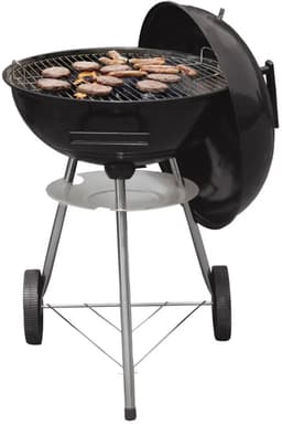 KINGHoff - Houtskool BBQ Grill - Kogelbarbecue met Deksel en Wielen - Tuin BBQ Grill Verrijdbaar - Barbecue met Temperatuurregeling - Buiten Grill - Camping & Terras BBQ - Metaal - Ø43 x 47.5 x 74 cm - Zwart — thumbnail 1