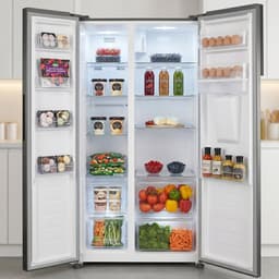 Heinner HSBS-HM439NFINVXWDD American Side-by-Side Koelkast met Waterdispenser 439 L – Smart-functie – ECO-functie – Deur-alarm – RVS – 5 Jaar Garantie — thumbnail 4